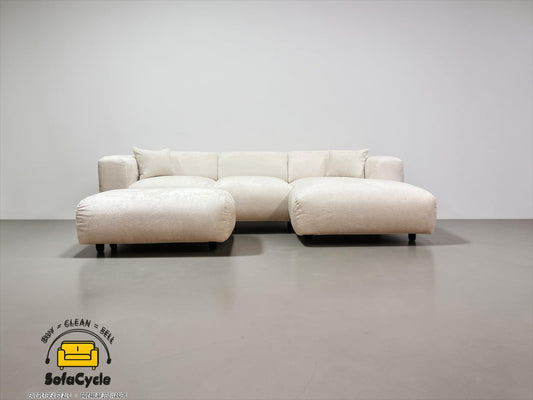 Hoekzetel wit in bouclé, hoek R – overstock