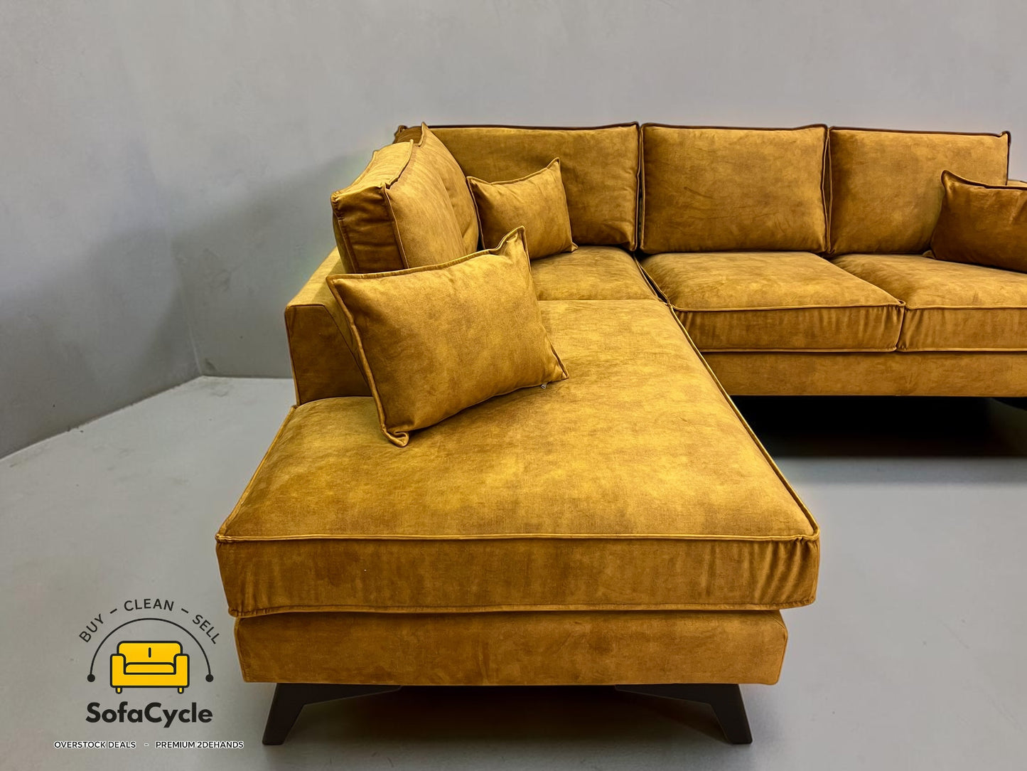 Goossens hoekzetel geel in fluweel, hoek L – overstock