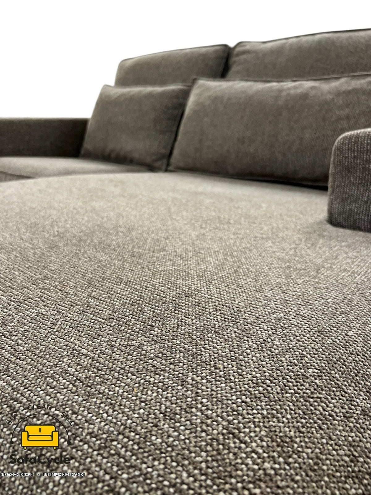 Compacte hoekzetel grijs in stof, hoek R – overstock