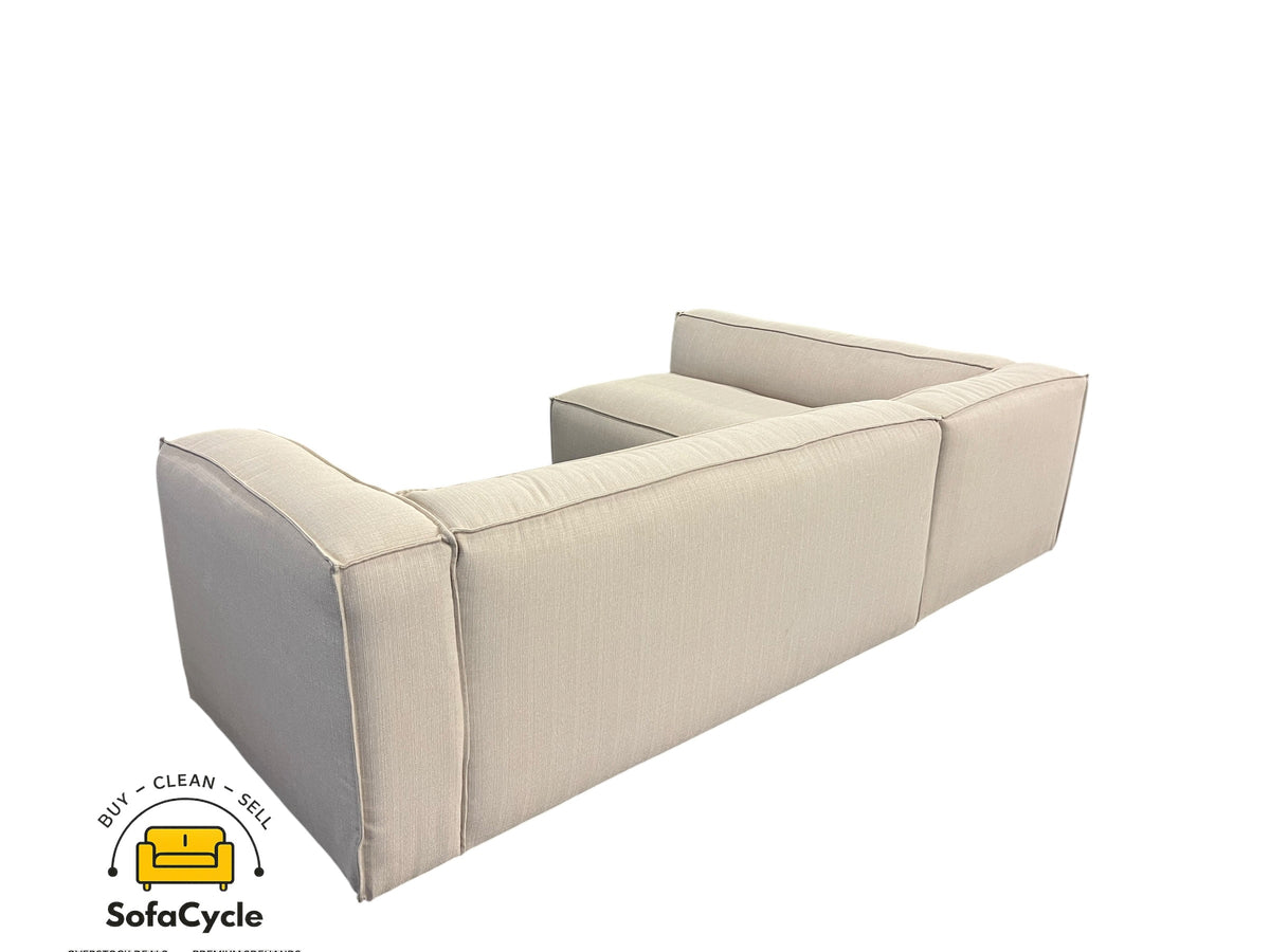 Hoekzetel beige in stof, hoek L – overstock