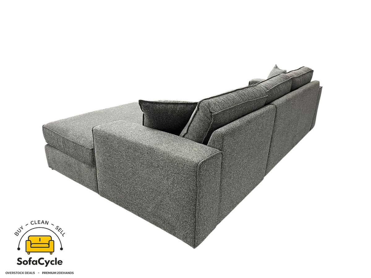 Hoekzetel grijs in stof, hoek R – overstock