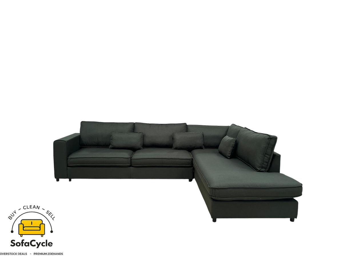 Hoekzetel groen in stof, hoek R – overstock
