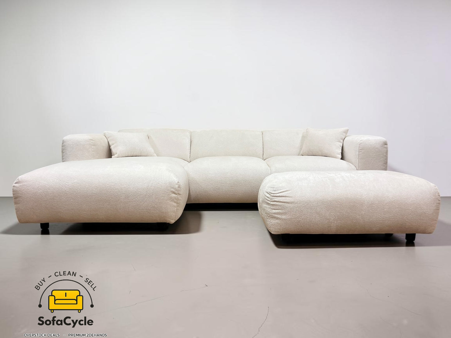 Hoekzetel wit in bouclé, hoek L -overstock