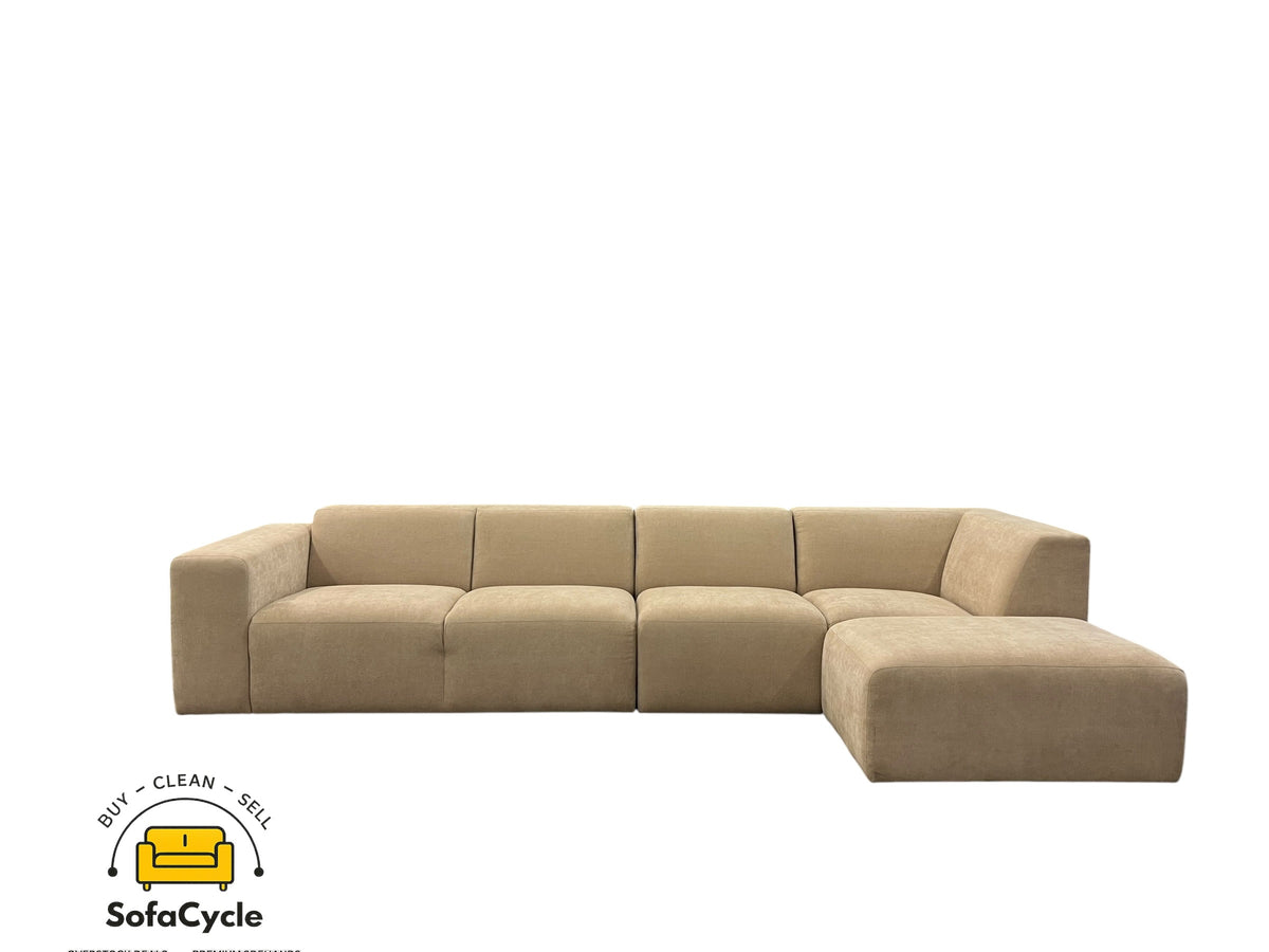 Nordkapp hoekzetel beige in stof, hoek R – overstock