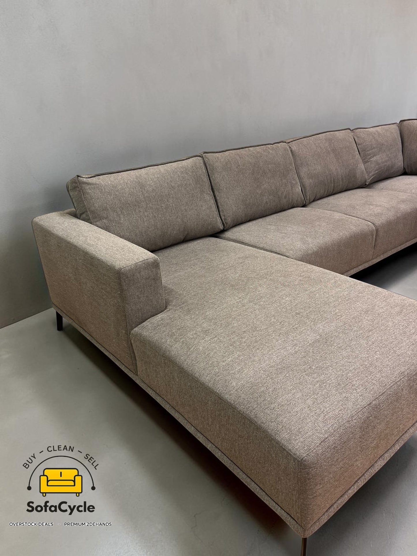 U-zetel grijs in stof – overstock