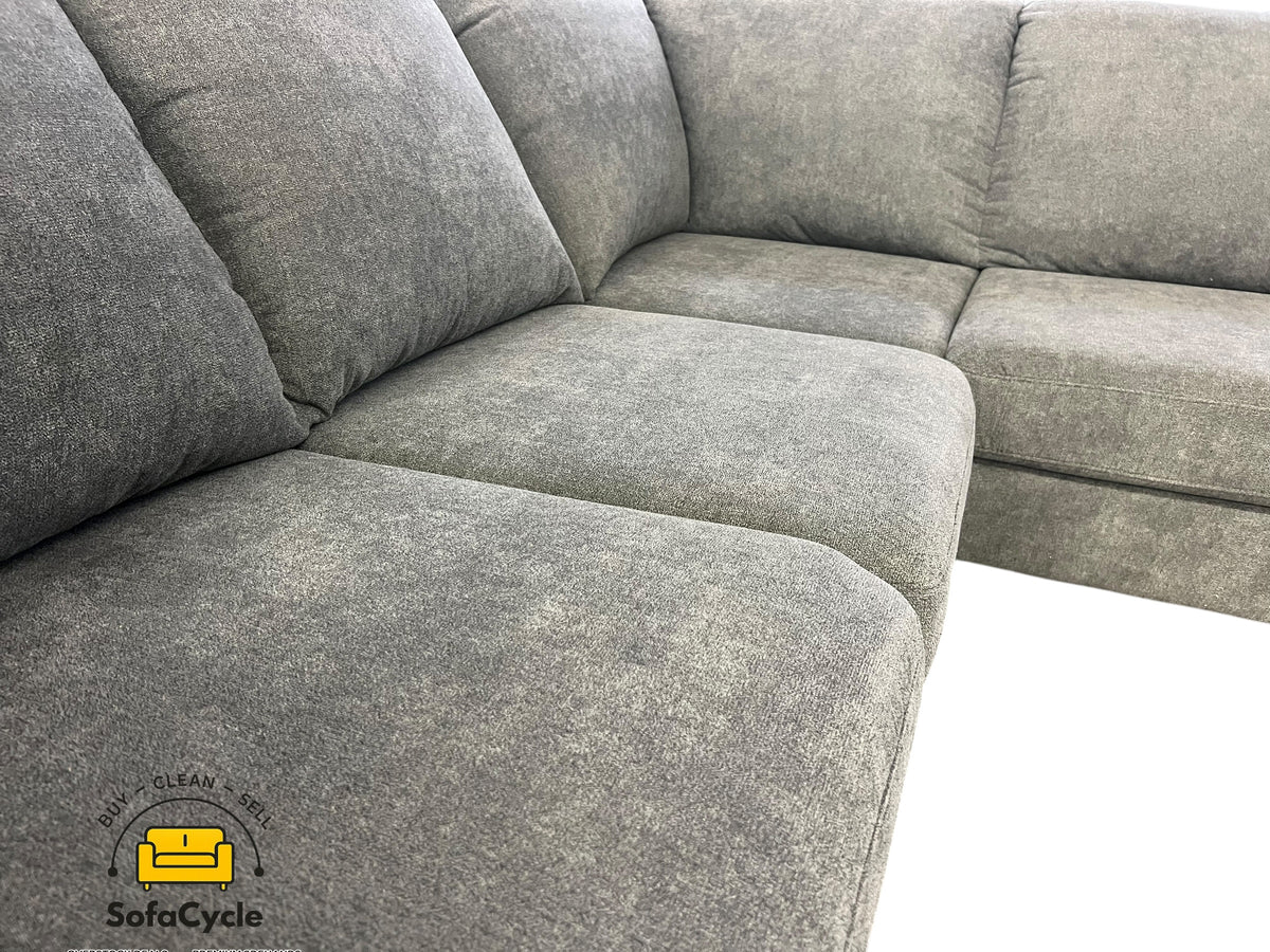 Ruime hoekzetel grijs in stof, hoek R – overstock