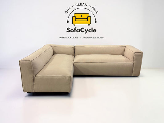 Hoekzetel beige in stof, hoek L – overstock