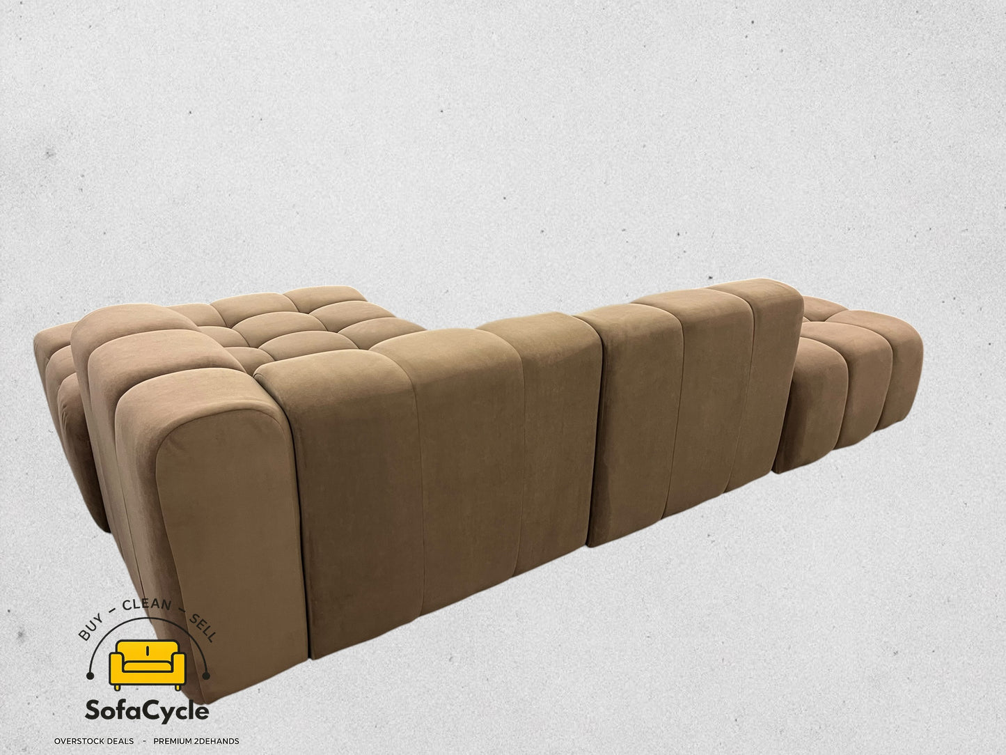 Bubbel hoekzetel bruin in fluweel, hoek R – overstock