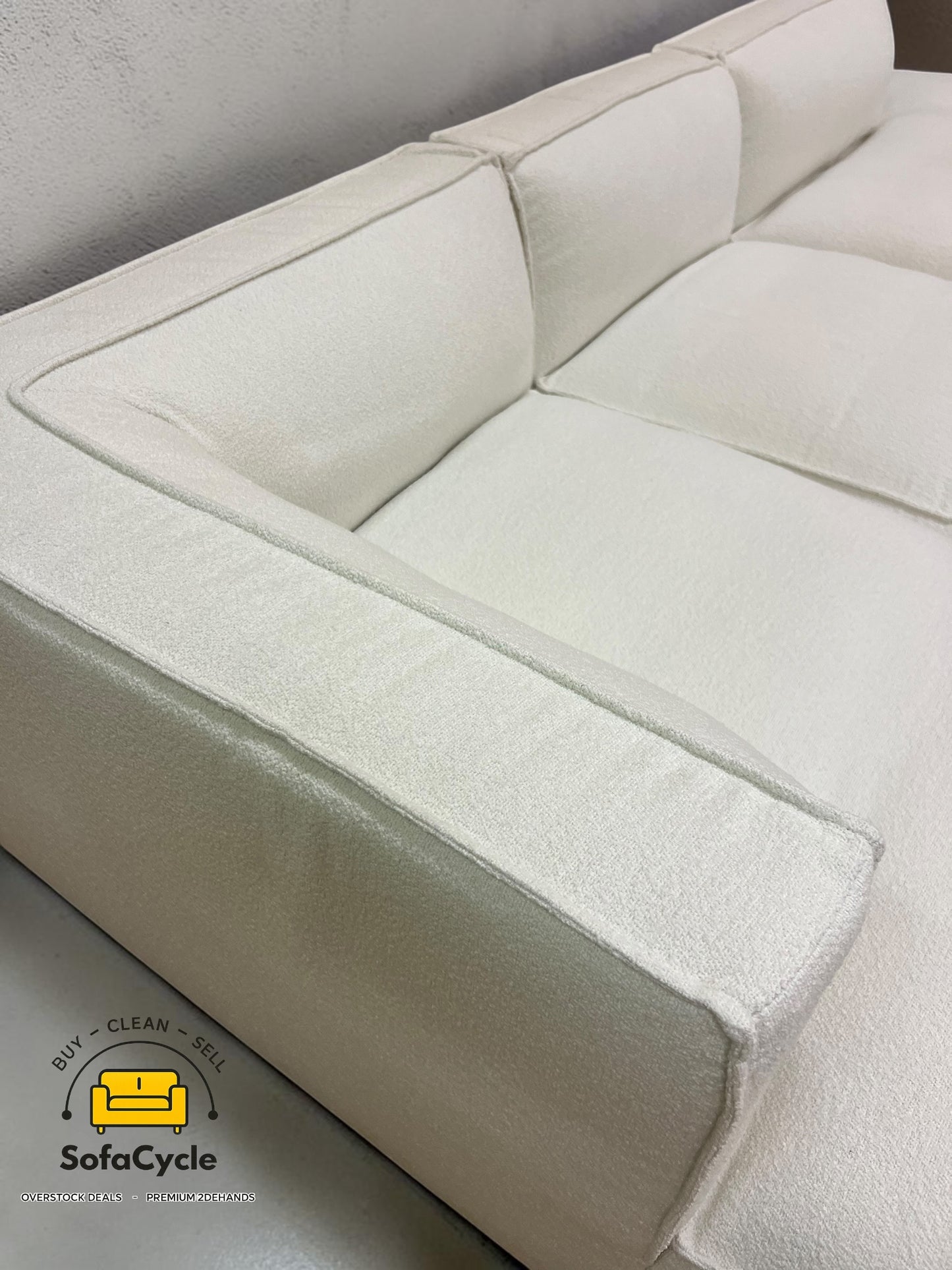 NV Fashion hoekzetel wit in bouclé, hoek L – overstock