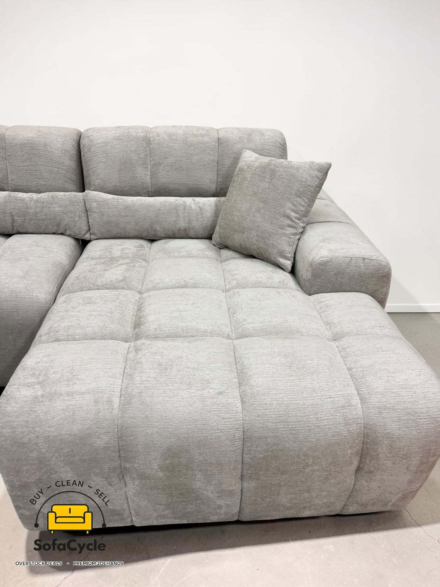 Goossens bubbel hoekzetel grijs in stof, hoek R – overstock