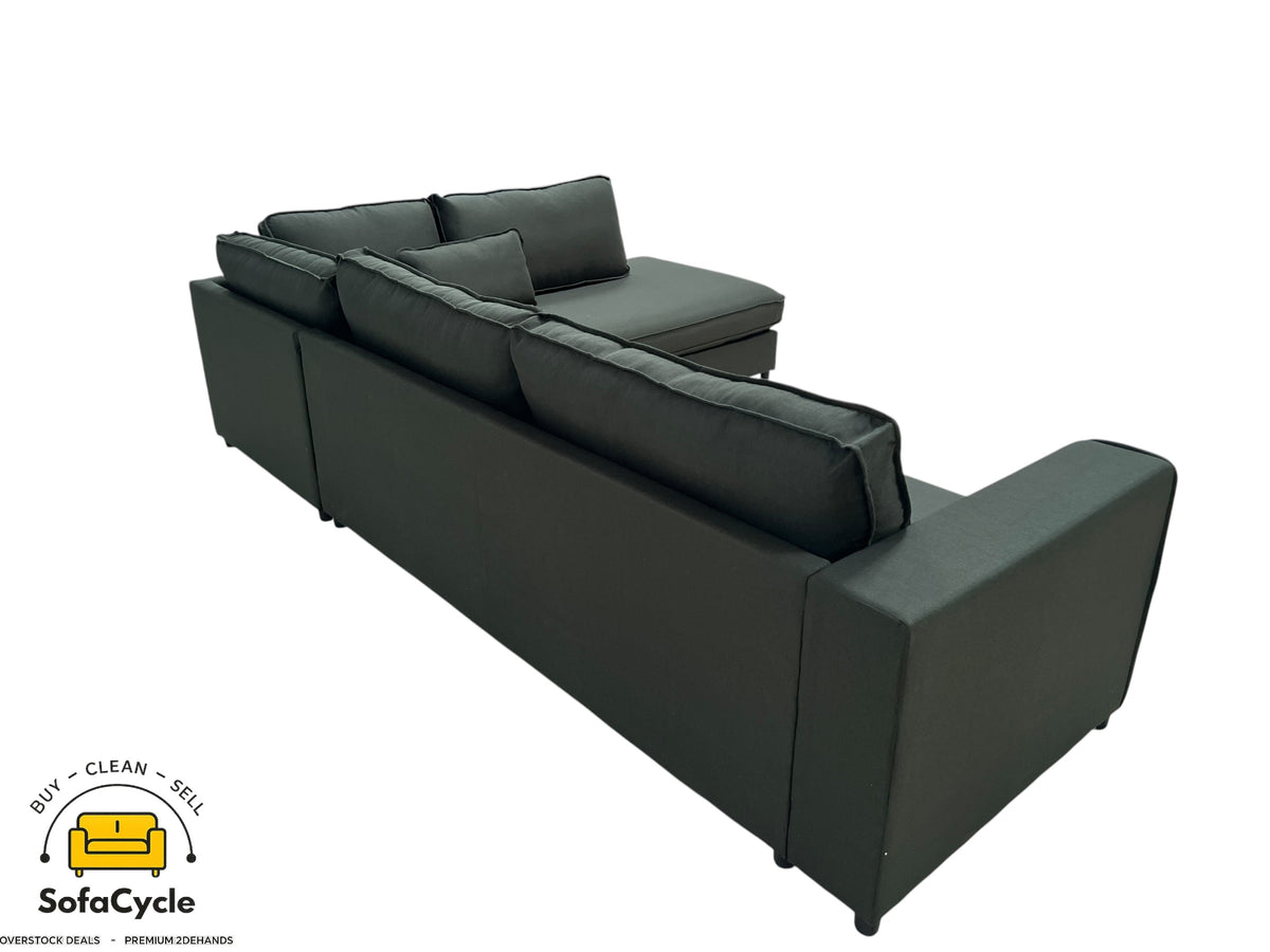 Hoekzetel groen in stof, hoek R – overstock