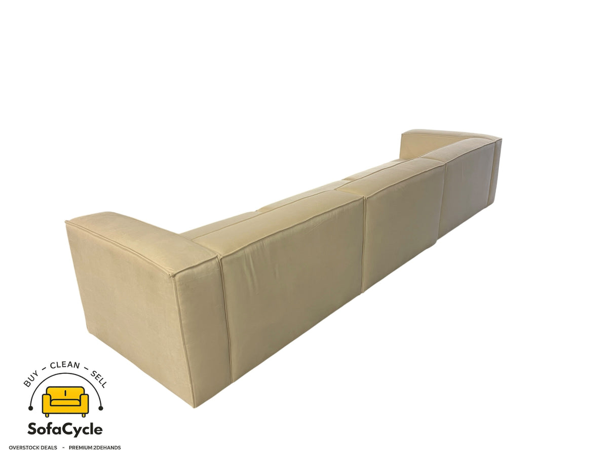 4-zit beige in fluweel, modulair – overstock
