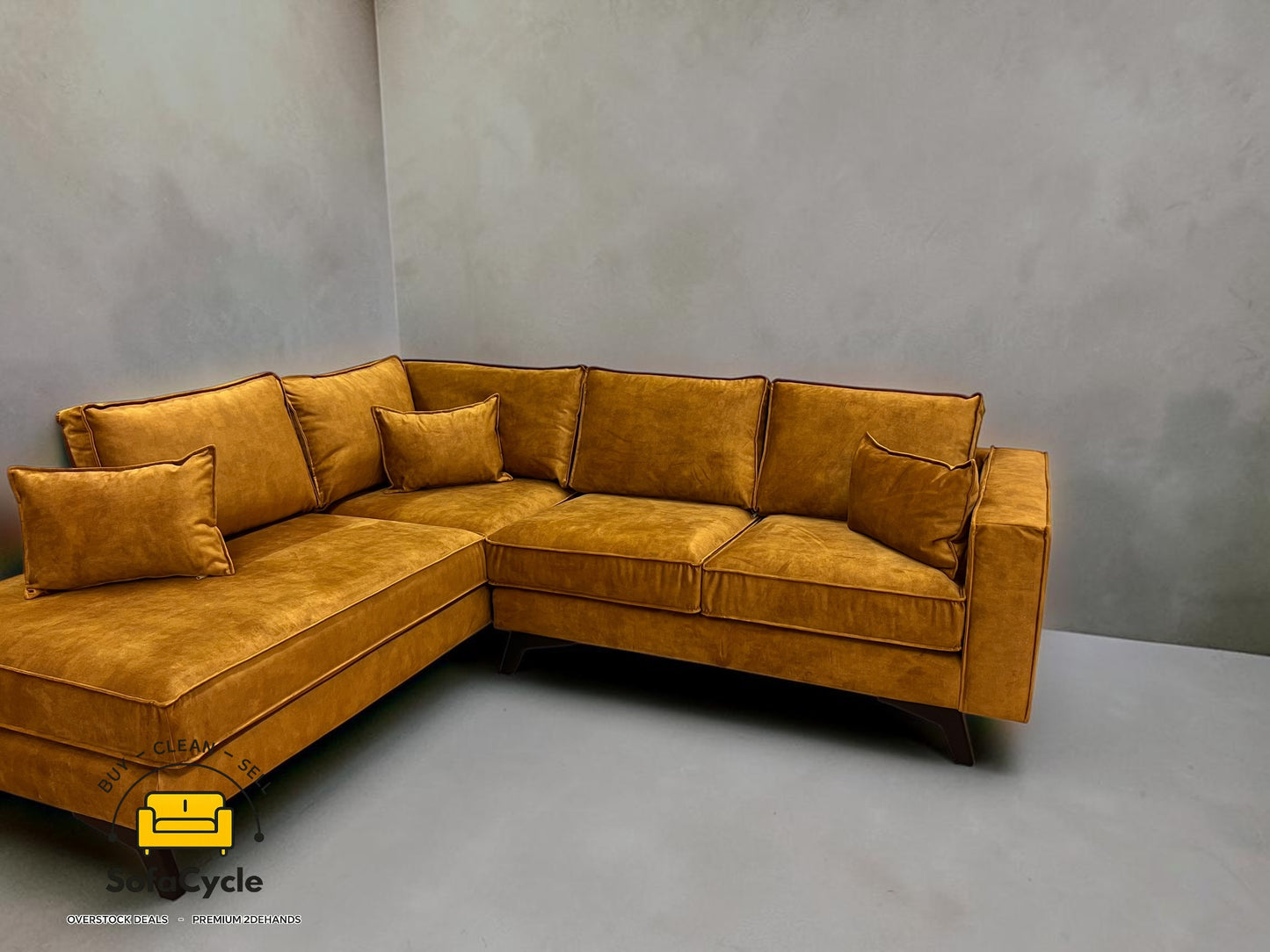 Goossens hoekzetel geel in fluweel, hoek L – overstock