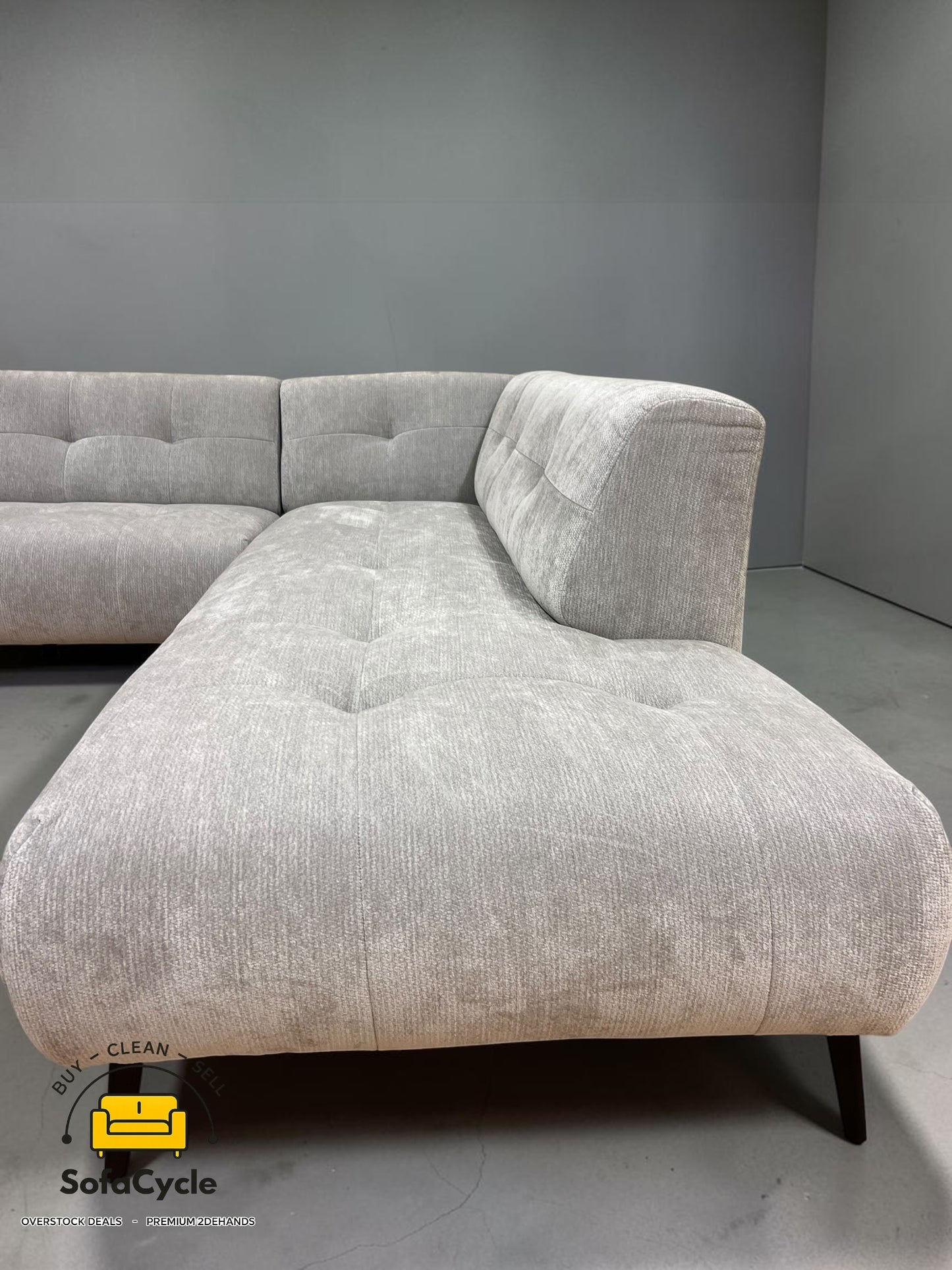 Cardiff U-zetel grijs in bouclé – overstock