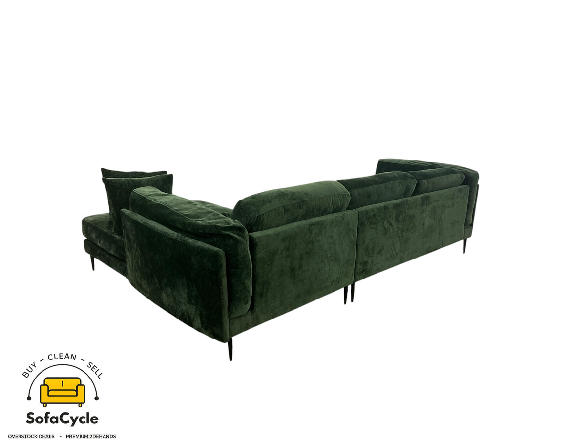 Ruime hoekzetel groen in stof, hoek R – overstock