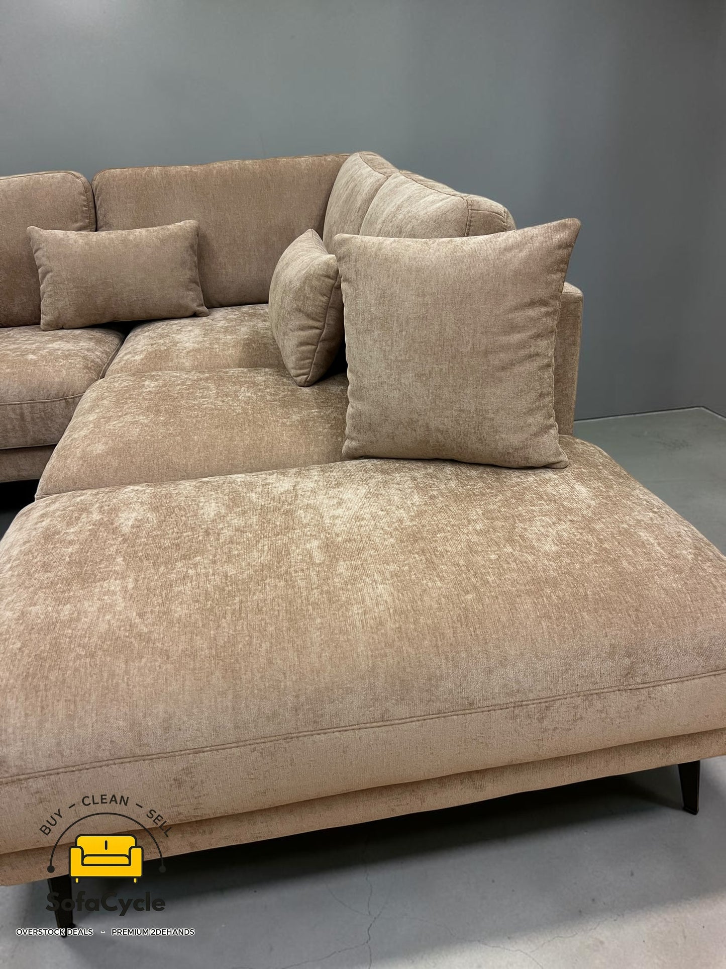 Luton hoekzetel rosé taupe in stof, hoek R – overstock