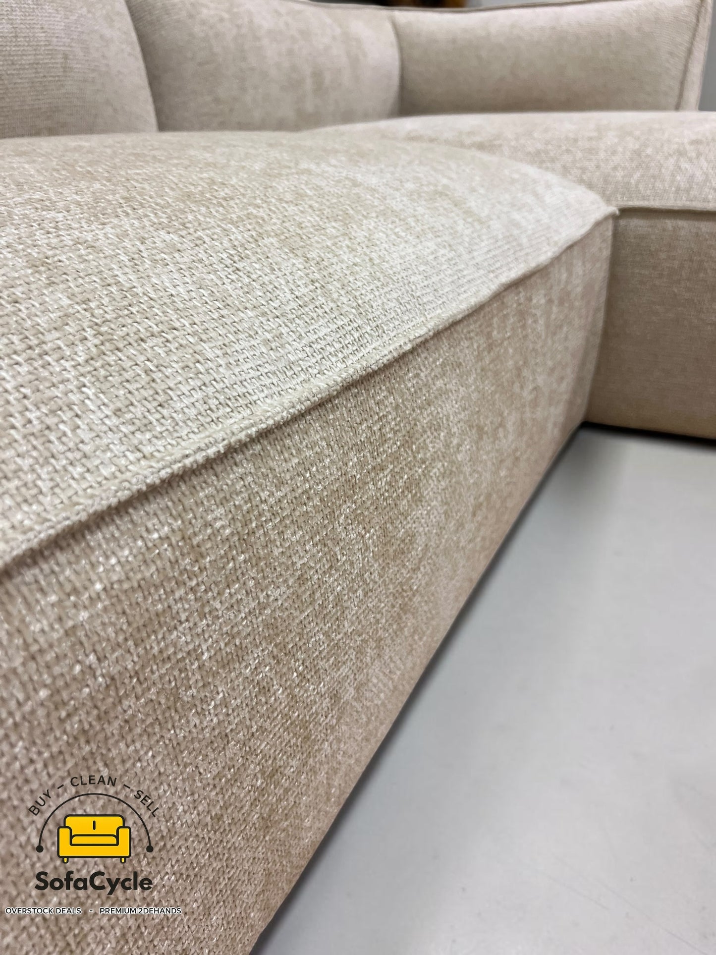 NV Gallery hoekzetel beige in stof, hoek R – overstock