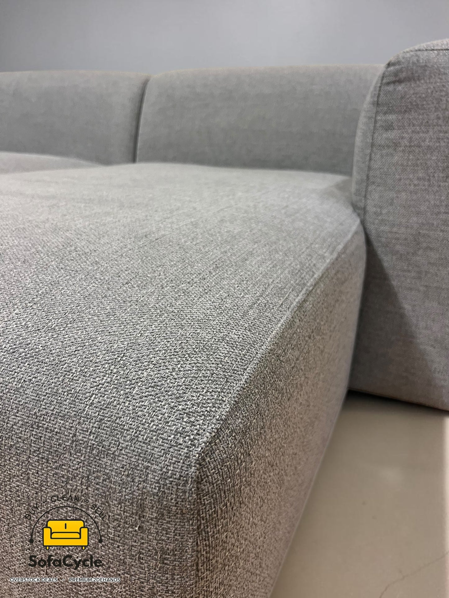 Hoekzetel grijs in stof extra ruim, hoek R – tweedehands