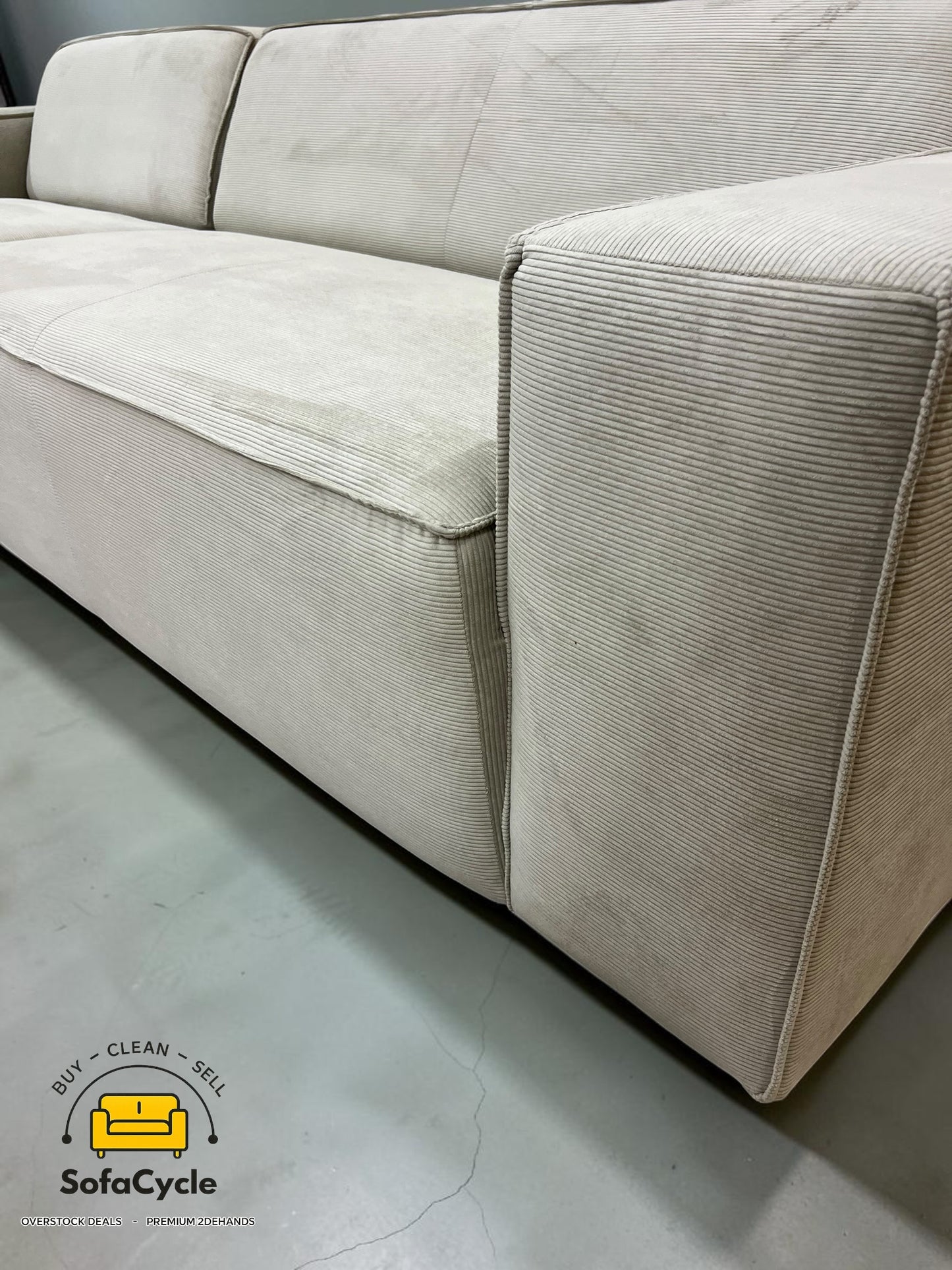 Quattro hoekzetel beige in fluweel, hoek L – overstock