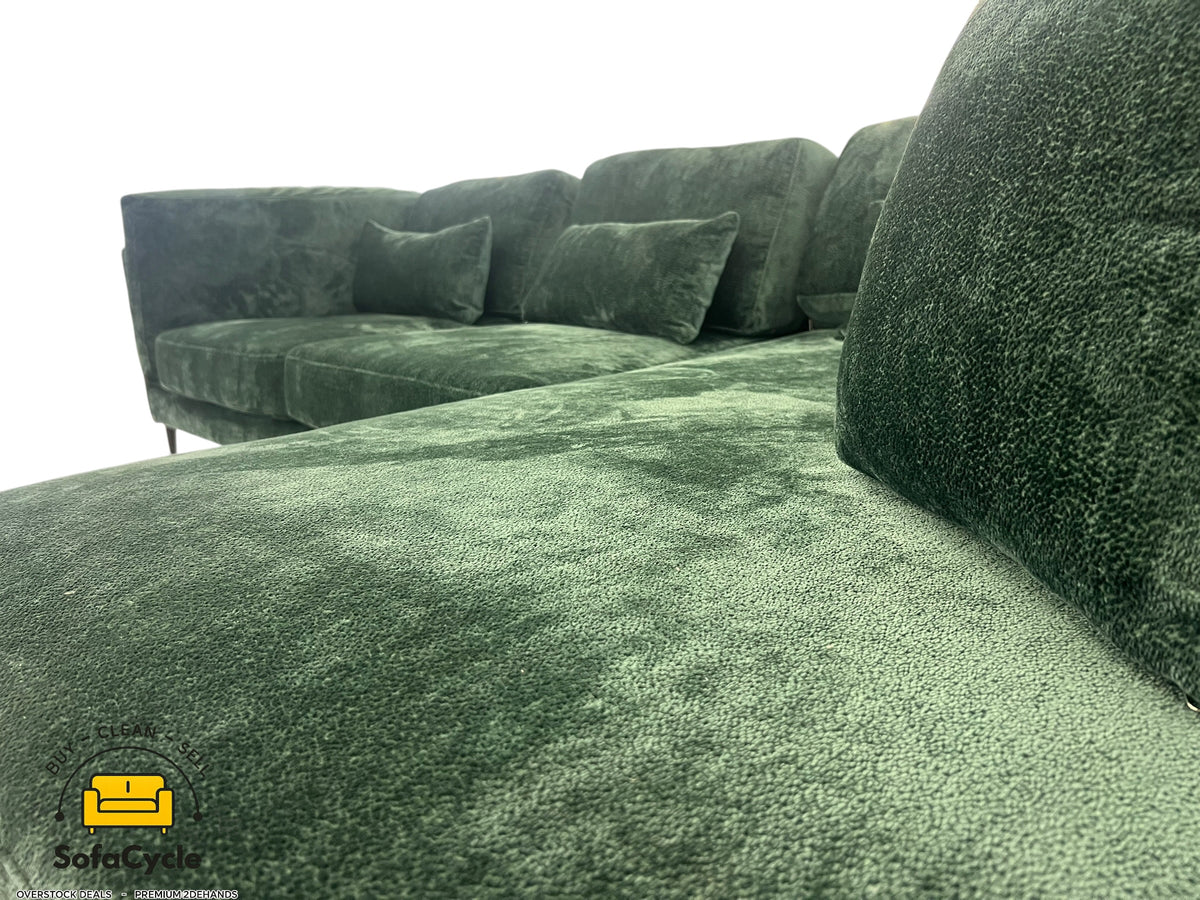 Ruime hoekzetel groen in stof, hoek R – overstock
