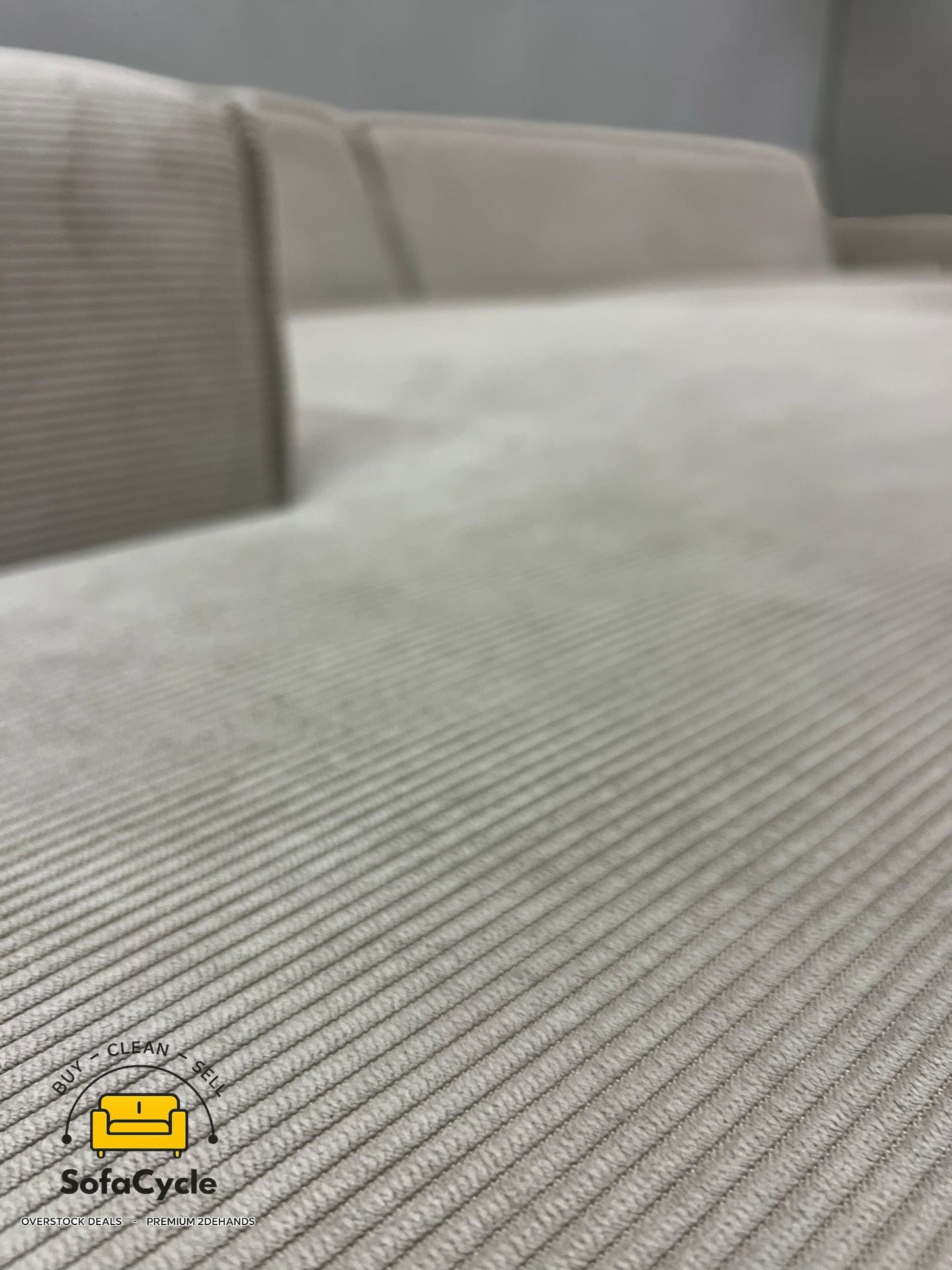 Quattro hoekzetel beige in fluweel, hoek L – overstock