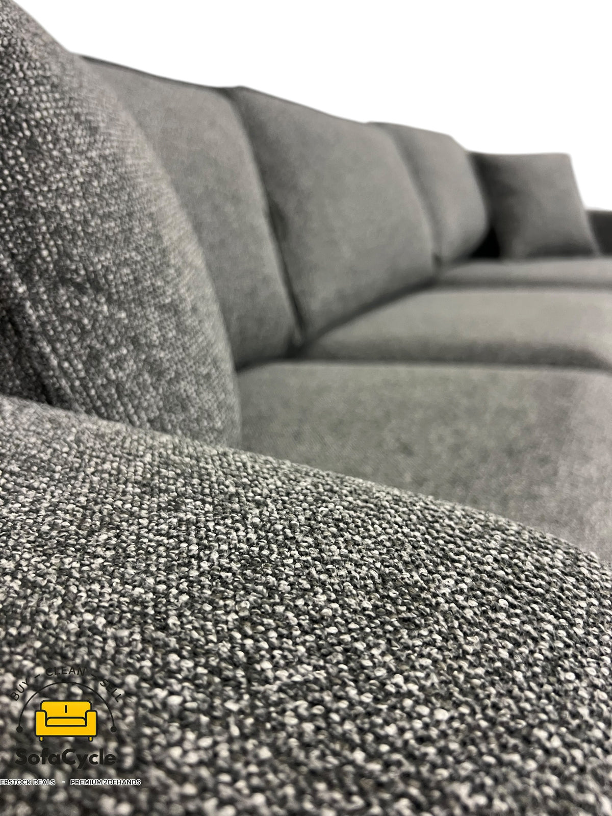 Hoekzetel grijs in stof, hoek R – overstock