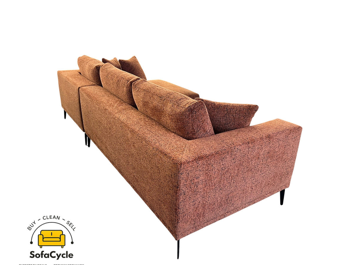 Hoekzetel roest in bouclé, hoek R – overstock