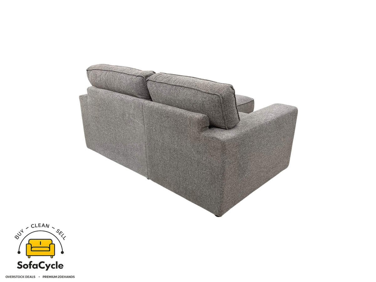 Compacte hoekzetel grijs in stof, hoek R – overstock