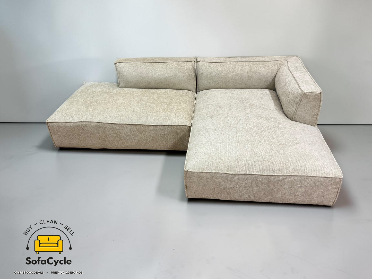 NV Gallery hoekzetel beige in stof, hoek R – overstock