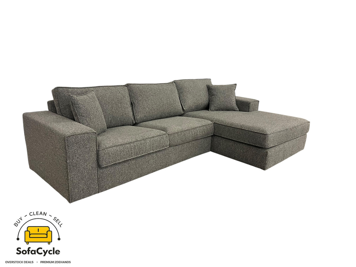 Hoekzetel grijs in stof, hoek R – overstock