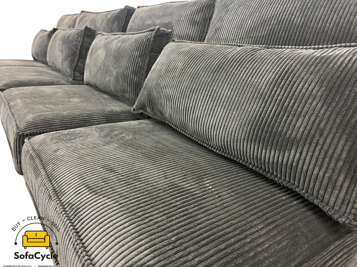 4-zit zwart in ribstof, modulair – overstock