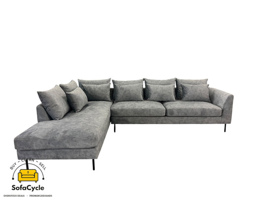 Hoekzetel grijs in fluweel, hoek L – overstock