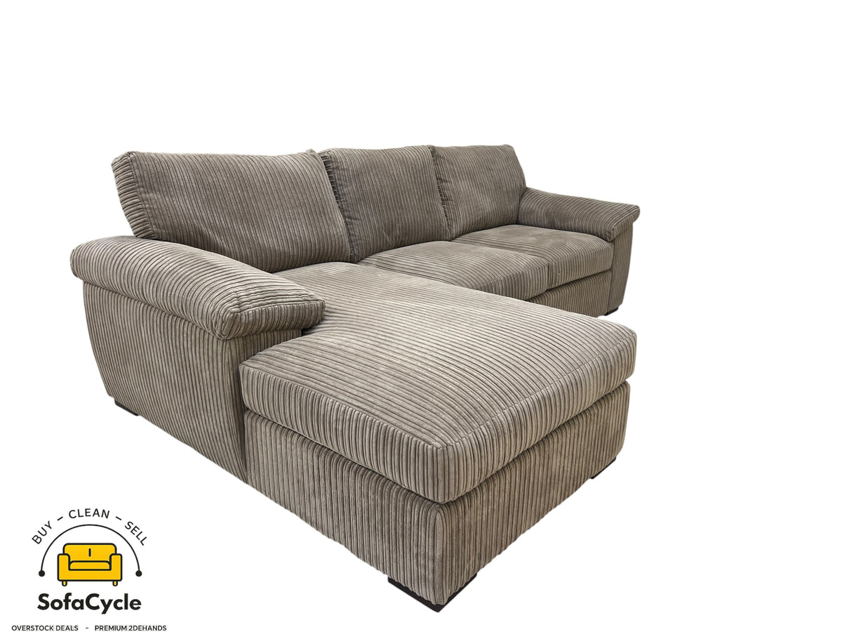 Hoekzetel bruin in ribstof, hoek L – overstock