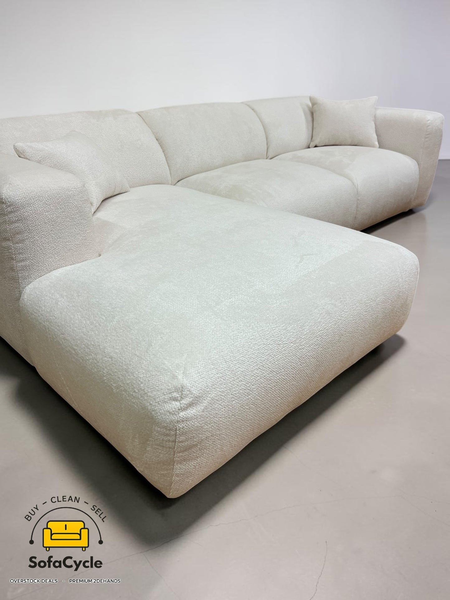 Hoekzetel wit in bouclé, hoek L -overstock