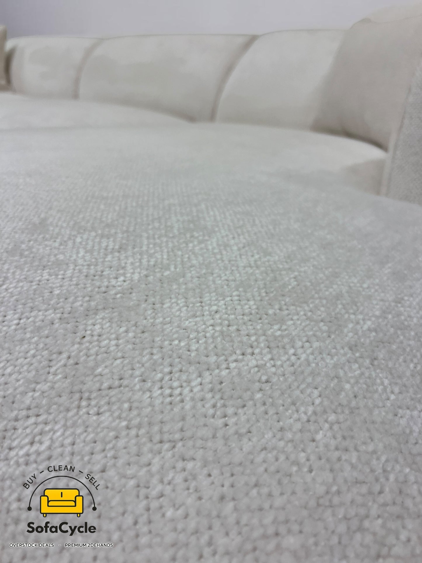 Hoekzetel wit in bouclé, hoek R – overstock