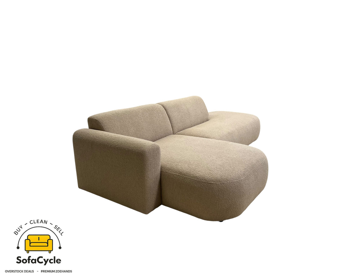 Hoekzetel beige in bouclé, hoek L – overstock