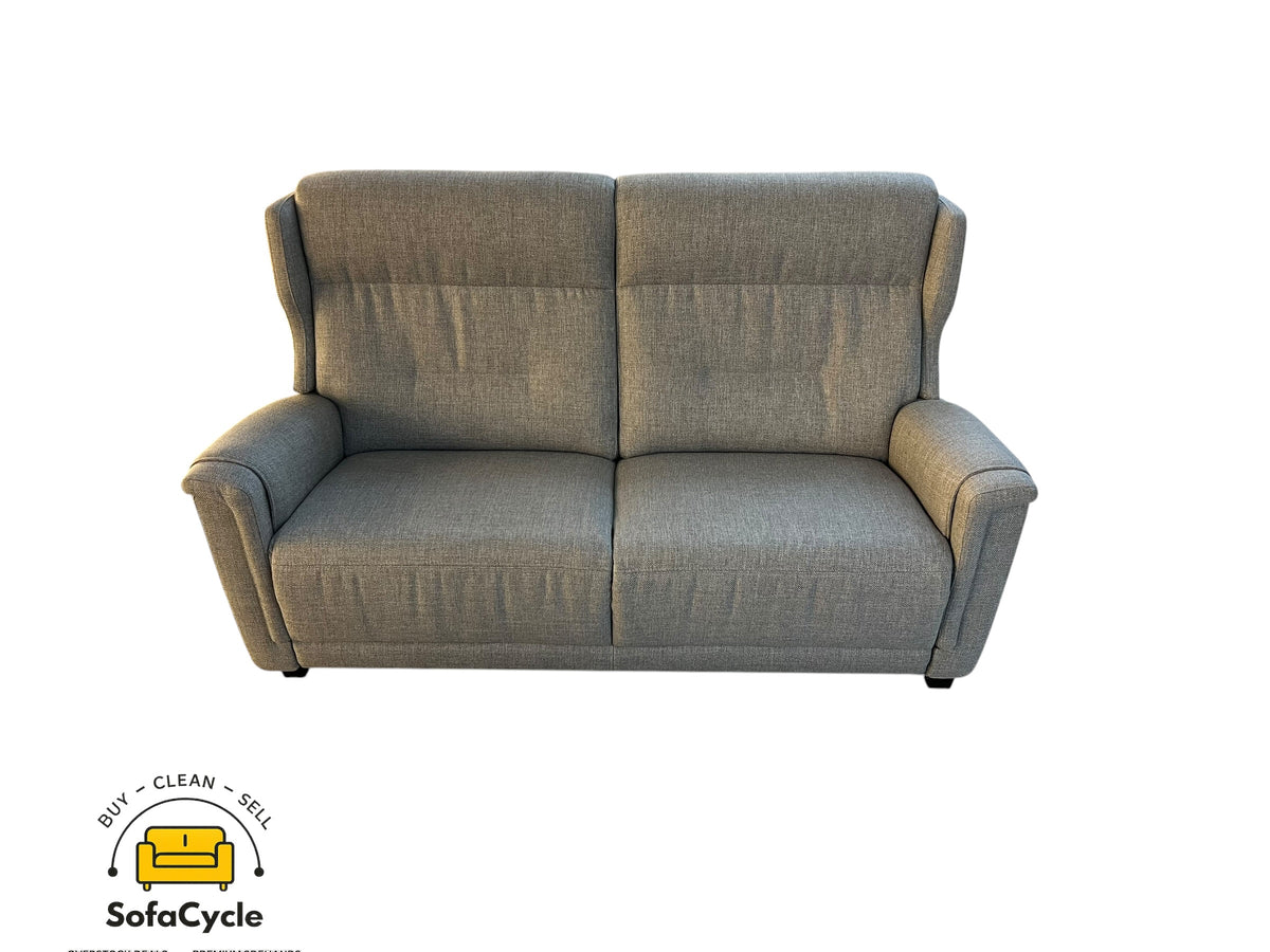 Zetel grijs in stof met hoge rugleuning – tweedehands
