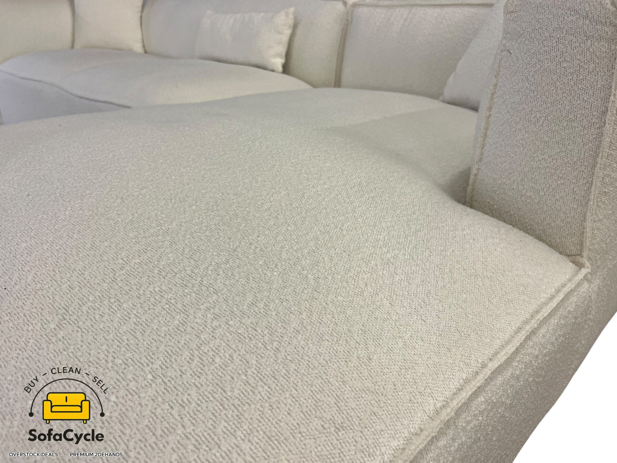 NV Gallery hoekzetel wit in bouclé, hoek R – overstock