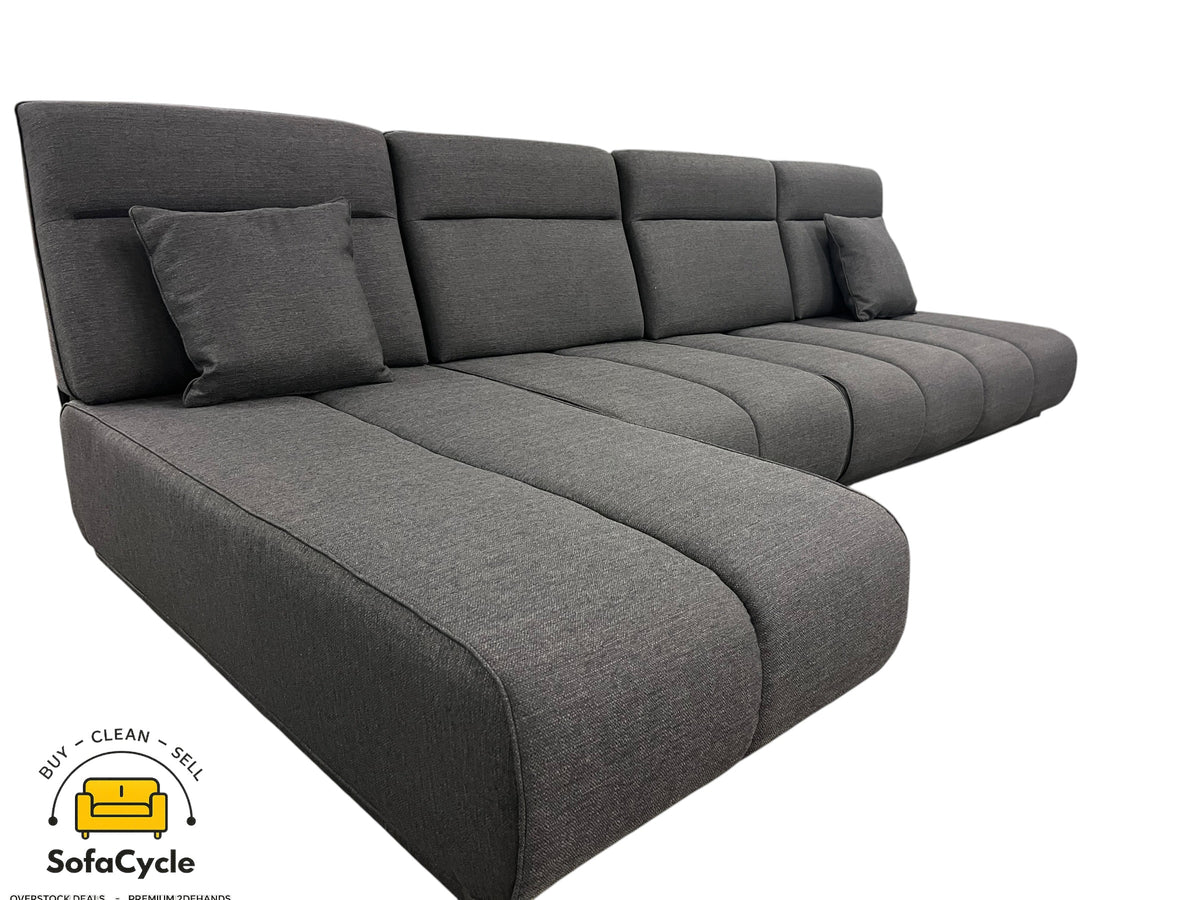 Hoekzetel zwart in stof, modulair – overstock