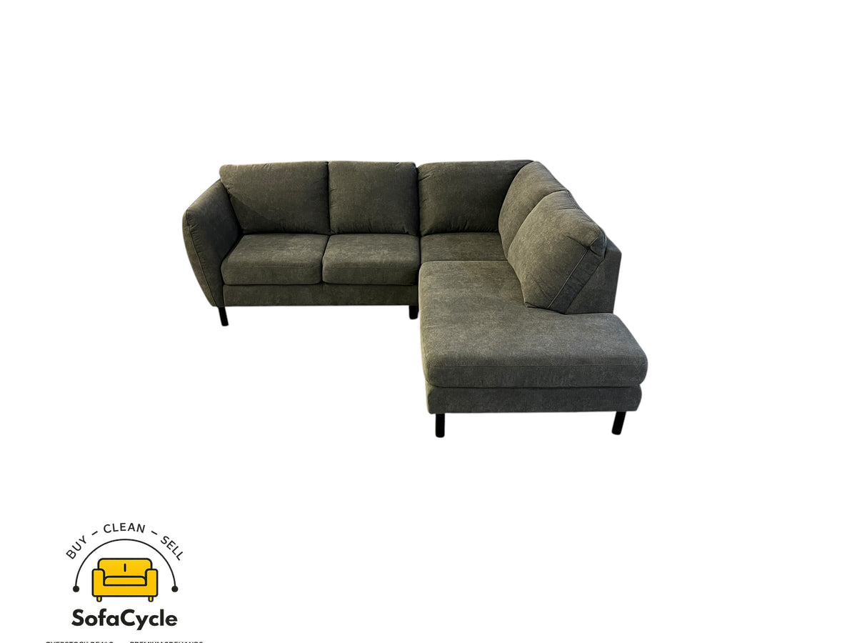 Ruime hoekzetel grijs in stof, hoek R – overstock