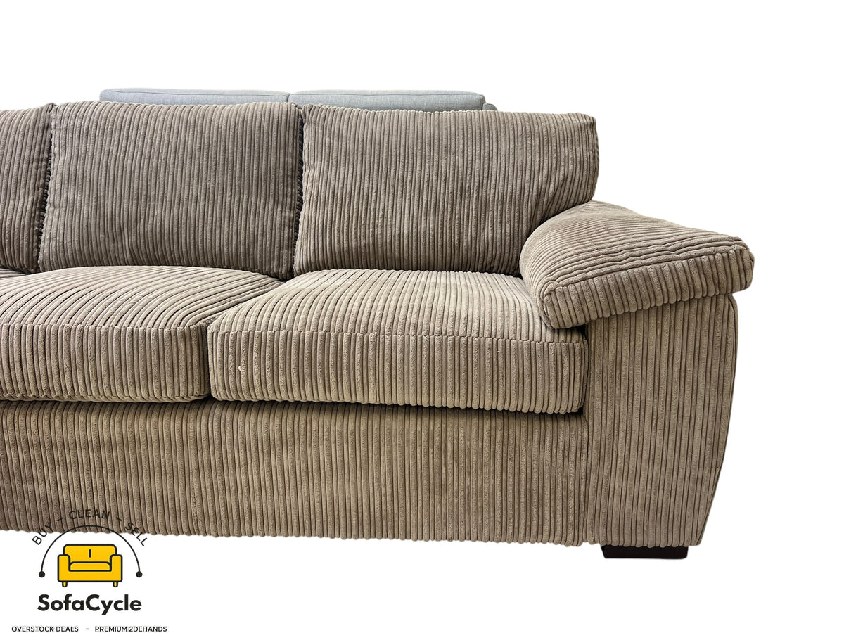 Hoekzetel bruin in ribstof, hoek L – overstock