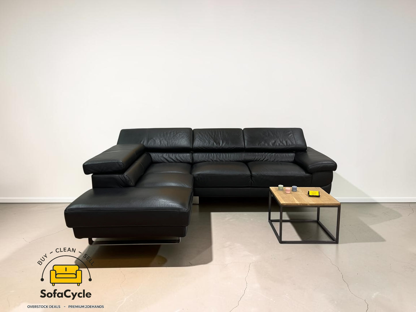 Belform hoekzetel zwart met hoofdsteun – tweedehands