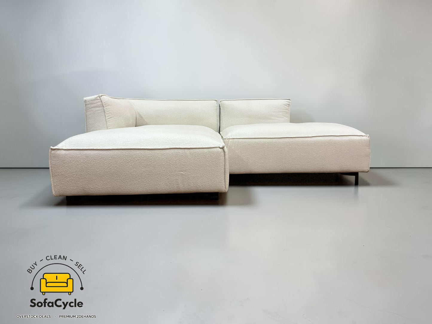 NV Gallery hoekzetel wit in bouclé, hoek L – overstock