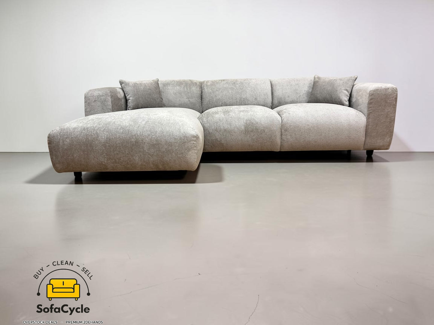 Hoekzetel grijs in bouclé, hoek L -overstock