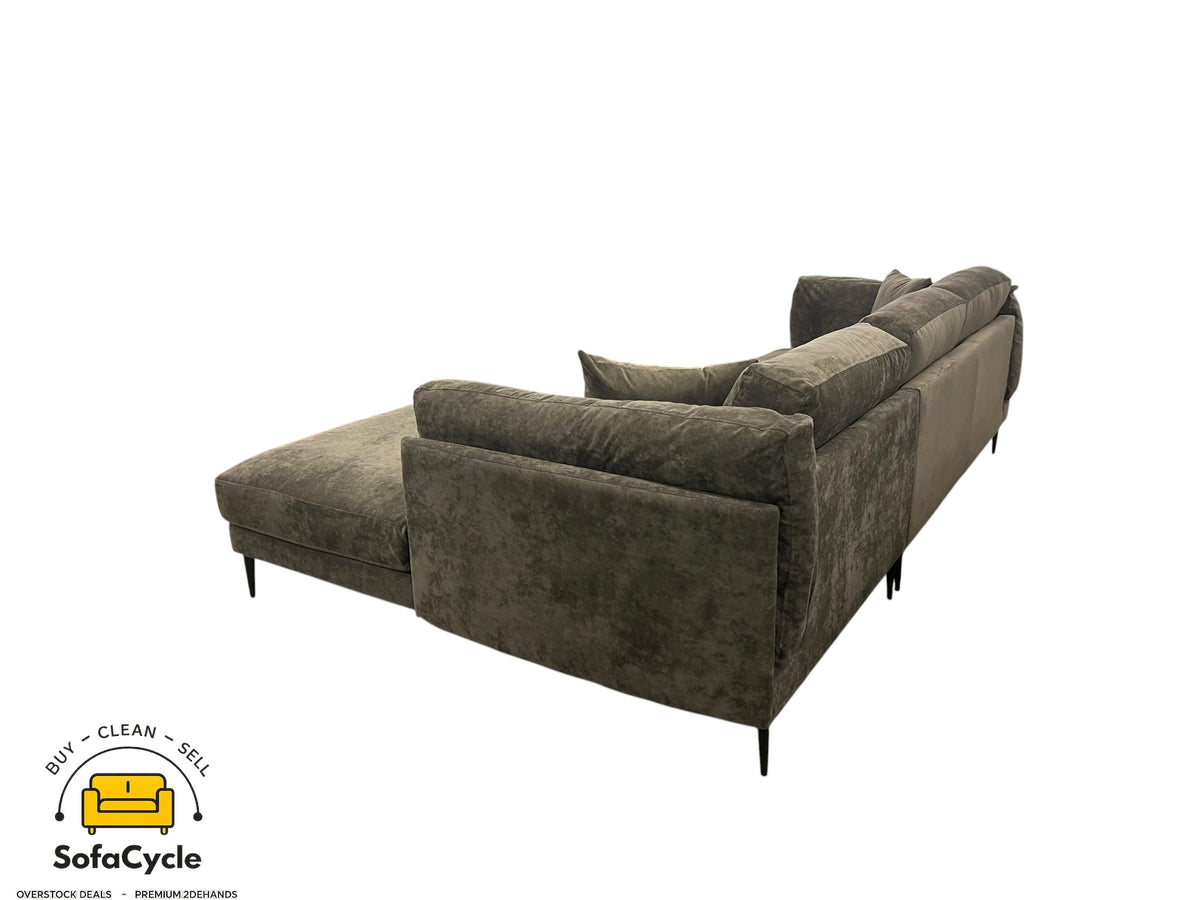 Hoekzetel antraciet in stof, hoek R – overstock