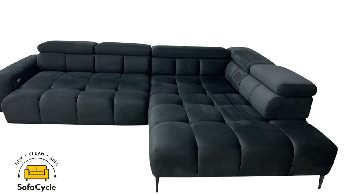 Hoekzetel zwart in fluweel met relaxfunctie – overstock