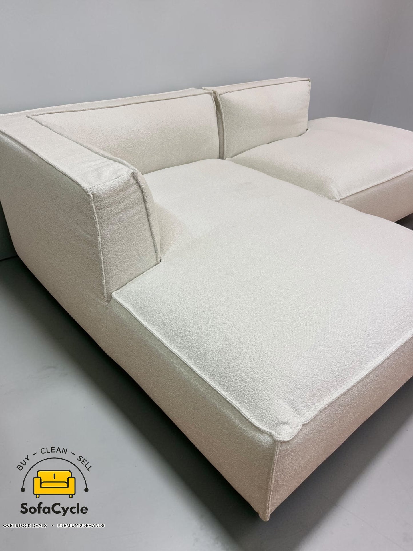 NV Gallery hoekzetel wit in bouclé, hoek L – overstock