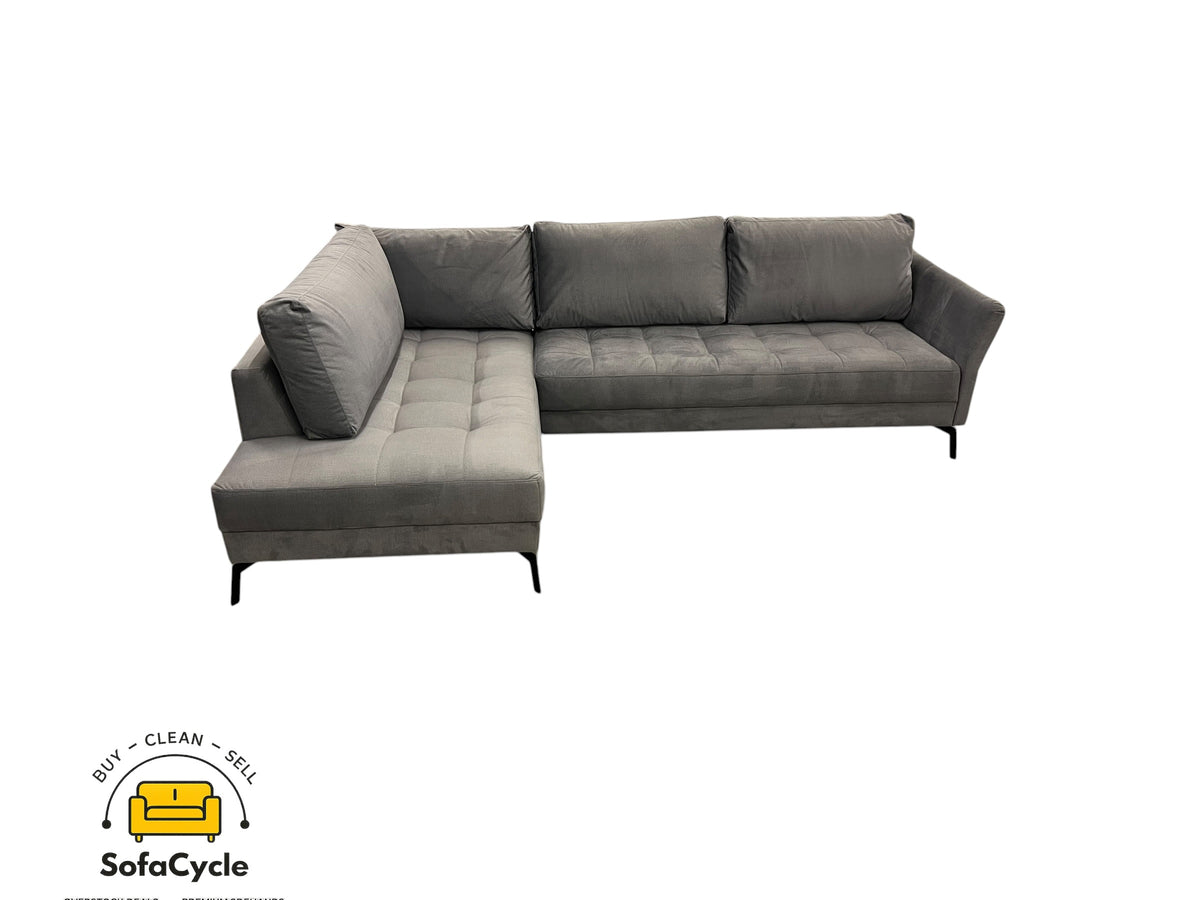 Chateau d'Ax hoekzetel grijs in fluweel, hoek L – overstock