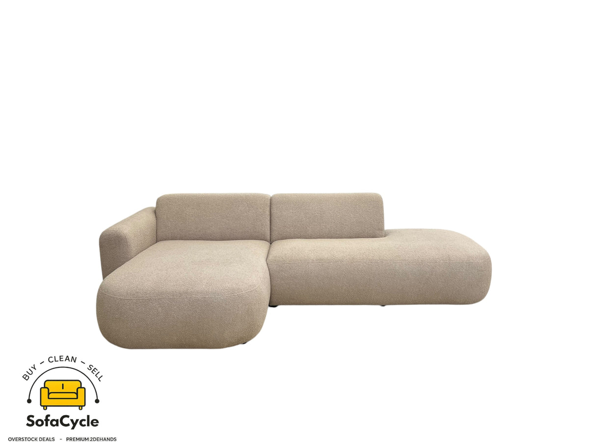 Hoekzetel beige in bouclé, hoek L – overstock