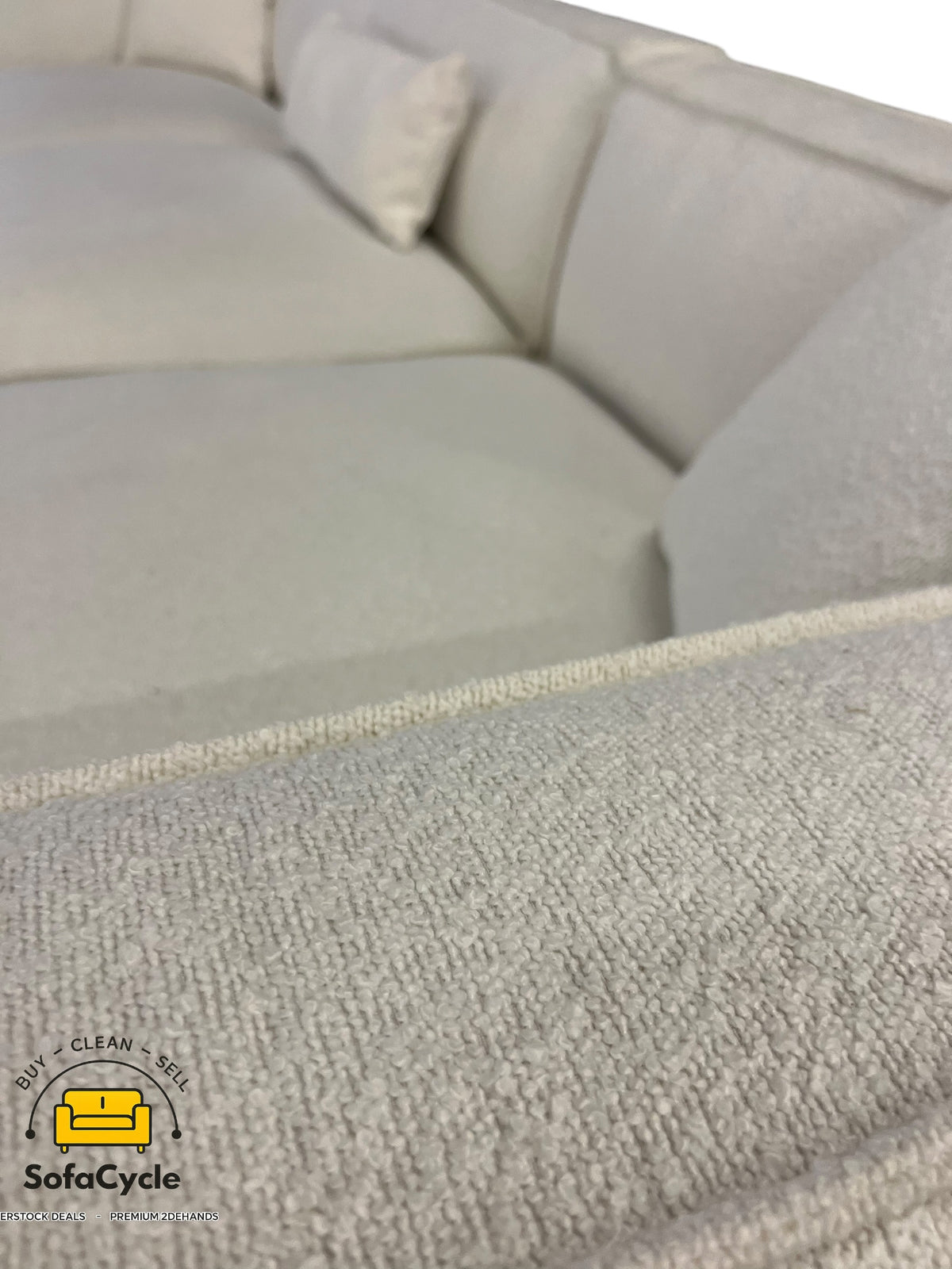 NV Gallery hoekzetel wit in bouclé, hoek R – overstock